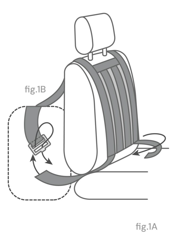 Feed the backrest straps between the seat and backrest